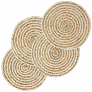 Homescapes Jute-Tischset, Spiral creme-natur, 4er-Set Platzsets rund geflochten, 40 cm,