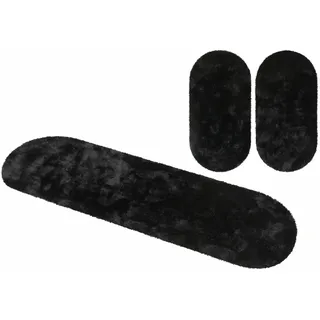 Hochflor-Bettumrandung BRUNO BANANI "Dana Teppich, Kundenliebling" Gr. 14, schwarz, H:30mm, Obermaterial: 100% Polyester, Bettumrandungen, unifarben, Mikrofaser, pflegeleicht, Bettvorleger, Schlafzimmer