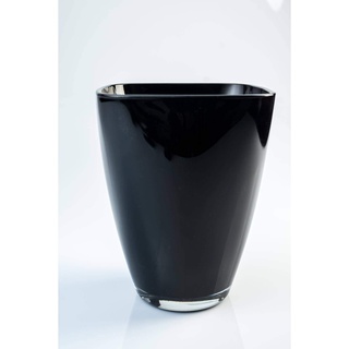 INNA-Glas Eckige Vase Yule aus Glas, schwarz, 17x13x13cm - Blumenvase - Tischvase