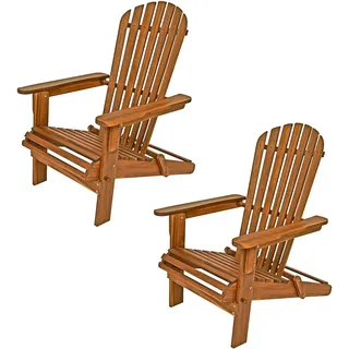 CASARIA 2x Sonnenliege Holz 160kg Belastbarkeit Armlehnen Garten