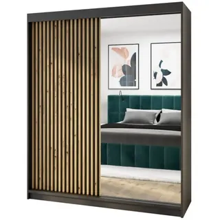 A&J MöbelLand Schwebetürenschrank MIT 180 x 215 x 59,5 cm Schwarz