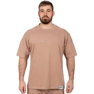 Reichstadt Trainingsshirt Herren Oversized Kurzes Hemd 22RS033 in kräftigen Farben braun XL