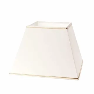 Hochwertiger Lampenschirm Stoffschirm creme mit Goldkante eckig 30cm