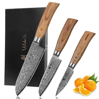 Wakoli Messerset, Braun, Metall, Nachbildung,Eiche, Kochen, Küchenmesser, Messersets