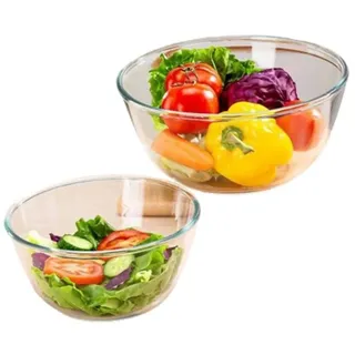HIBNOPN Rührschüssel 2er-Set Glas Rührschüssel Große Rund Salatschüsseln für die Küche, (2-tlg)