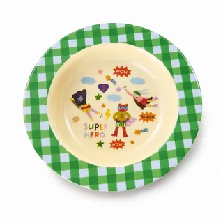 rice Brotteller Tiefer Kinderteller 20cm Grün Vanillegelb - Melamin für Kita, (1 St) grün