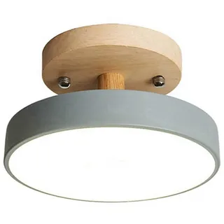 Moderne Led-deckenleuchte Im Skandinavischen Holz-design Aus Grauer Led-optik