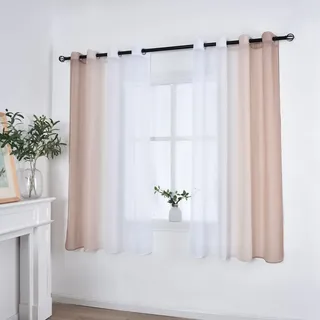 Gardinenbox Modena Ösen 140 x 145 cm Braun/Transparent 2 St.