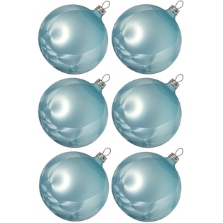 Weihnachtsbaumkugel Weihnachtskugel-Set Eislack hellblau (6 St), mundgeblasen blau