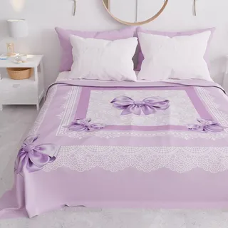 PETTI Artigiani Italiani - Sofadecke und Überwurf aus Mikrofaser – Vielseitige Tagesdecke für Sofa, Bett und Tisch, Waschbar, Schützend, Made in Italy, Lila Schleife, 180 x 270 cm