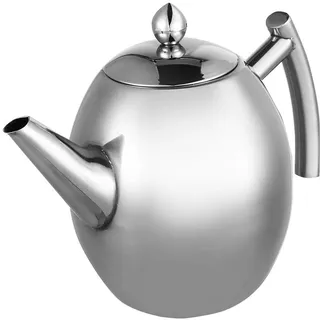 Wasserkocher aus Edelstahl 1,5 L, Filter, Flacher Boden | Flötenkessel für Tee und Kaffee, Edelstahl, Home Office und Restaurant, 1,5 L, mit Filter, Verdickter Boden