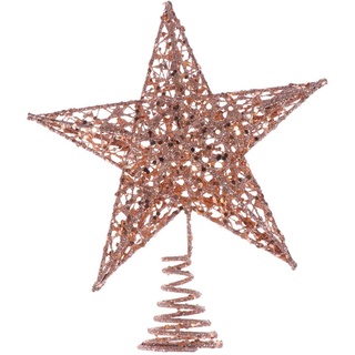 Amosfun glitzernder Stern aus Eisen für die Weihnachtsbaumspitze, Dekoration, Eisen, rose gold, 25 cm