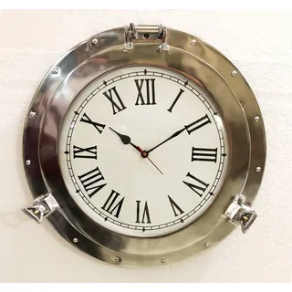 Wanduhr im Bullaugen-Design, antikes Messing, 43,2 cm, nautische Wanduhr, Heimdekoration