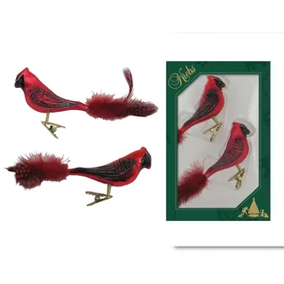 Krebs Glas Lauscha Glas Lauscha Weihnachtsornamente Kardinal 2er-Set 8cm