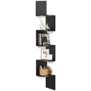 VASAGLE Eckregal Wandregal, 5 Ebenen, 1-tlg., für Schlafzimmer, für Bücher, Schweberegal, Bücherregal, Pflanzenregal schwarz