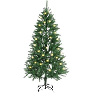 Juskys künstlicher Weihnachtsbaum 180 cm - Baum mit LED Beleuchtung & Ständer - Tannenbaum naturgetreu für drinnen - Christbaum künstlich, beleuchtet