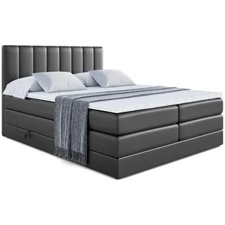 altdecor Boxspringbett OTTA KING - 140x200 - H3/H4 - Schwarz Hochglanz,