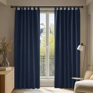 Vorhang Verdunkelung Blickdicht H214 x B132 cm (2er Pack) Dunkelblau