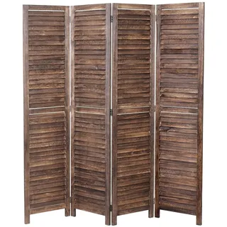 Mendler Paravent HWC-C30, Raumteiler Trennwand Sichtschutz, Shabby-Look Vintage, 170x160cm ~ braun