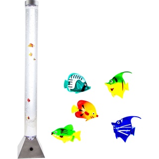 LED RGB Wasser Säule Stand Leuchte Deko 10 Fische Steh Lampe Kabel Schalter Farbwechsel