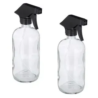 Relaxdays Sprühflasche 10034198, 0,5 Liter, Glas, verstellbare Düse, 2 Stück