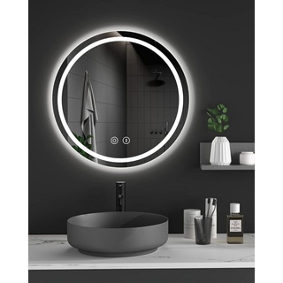 Dripex Badspiegel LED rund Spiegel 3 Lichtfarbe Einstellbar 70 cm