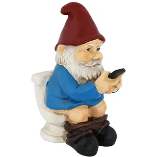 Gartenornamente, lustiger Gartenzwerg, Ornament, frecher Gartenzwerg auf einer Toilette, Gartenzwerg, Figur, lustiges Zwergen-Set für Hof, Rasen