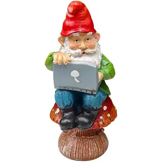 WINBST Gartenzwerge Figur,Zwerg mit Fernbedienung Gnomes,Mini-Gartenzwerge mit Laptop,Gnom mit Waffe für Puppenhaus Gartendekoration Zubehör Innen- und Außenbereich Lustige Accessoires Sammlerfiguren