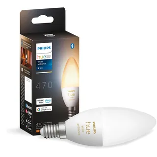 Philips Hue White Ambiance E14 Lampe Einzelpack 470, dimmbar, alle Weißschattierungen, steuerbar via App, kompatibel mit Amazon Alexa (Echo, Echo Dot)