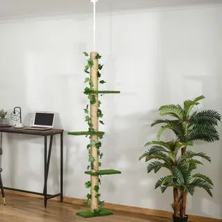 PawHut Kratzbaum Deckenhoch 202-242 cm grün-gelb