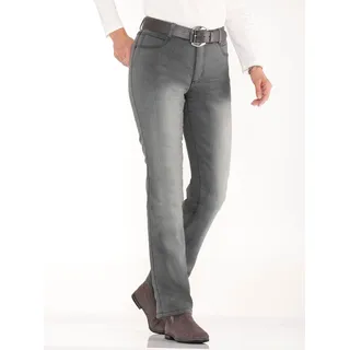 Thermojeans CASUAL LOOKS, Damen, Gr. 54, Normalgrößen, grau (grau, denim), 81% Baumwolle, 17% Polyester, 2% Elasthan, unifarben, lang, Jeans 5-Pocket-Jeans Straight-fit-Jeans