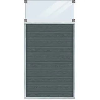 Plus Holz Sichtschutzzaun Artura WPC Schiefergrau mit Glas 90 cm x 175 cm