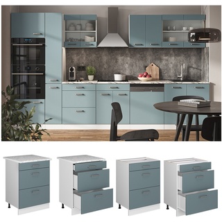Vicco Schubladenunterschrank Küchenschrank R-Line Solid Weiß Blau Grau 60 cm modern Arbeitsplatte
