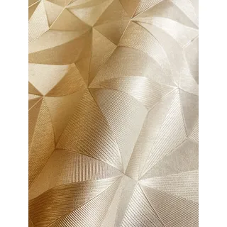NEWROOM Tapete Gold Vlies Metallic - Glamour 3D Dreiecke Grafik für Wohnzimmer Schlafzimmer