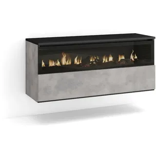 SKRAUT HOME Elektrokamin LED, Realistischer Flammeneffekt, 102x35x45cm, 1 Öffnung, 1 Tür, Elektrischer Kamin, Hängend, Farbe Zementgrau _ 79_4