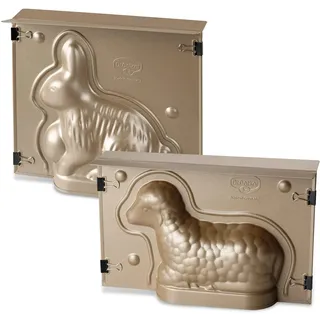 Dr. Oetker Osterlamm und Hase Backformen Set zu Ostern – 700 & 600 ml Füllvolumen – 3D Kuchenformen mit Häschen und Lämmchen als Motiv zum Backen – Leckere Osterdeko