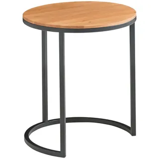 Johann Jakob Beistelltisch, Schwarz, Eiche, Holz, Wildeiche, massiv, rund, 39x51x39 cm, Wohnzimmer, Wohnzimmertische, Beistelltische