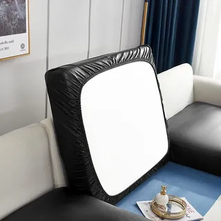 AYouge Sofa Sitzkissenbezug-Sitzkissenbezug aus Kunstleder Stretch Wasserdichter Sitzkissenschutz, Elastischer Kissenbezüge, Husse Überzug Bezug Für Sofa Sitzkissen