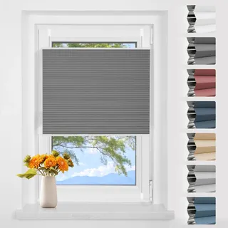 Wabenplissee Plissee Klemmfix ohne Bohren Verdunkelung Zweifarbig Weiß-dunkelgrau 40x80cm(BxH) Thermo Verdunklungsplissee für Fenster 100% Blickdicht,Schallschutz und Wärmehaltung
