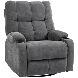Homcom Relaxsessel Leinen 80 x 100 x 90 cm Dunkelgrau mit verstellbarer Rückenlehne