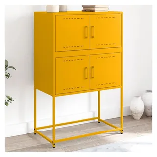 furnicato Sideboard Industrie-Stil 68,5 x 38,5 x 107 cm Senfgelb (1 St), Stauraum-Schrank mit 4 Fächern und Türen für dein Wohnzimmer gelb 38.5 cm x 107 cm x 38.5 cm