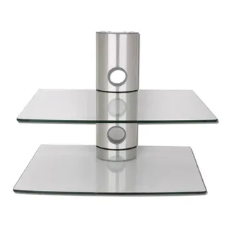 2-Fach TV Glas Wandregal weiß BluRay DVD Player Konsole Receiver Regal Halterung