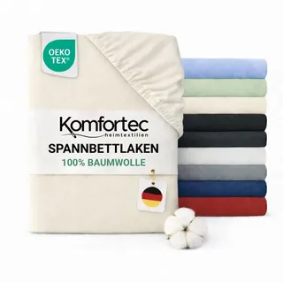 Komfortec Spannbettlaken Jersey 200 x 200 cm Ecru