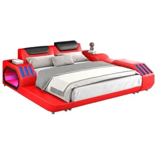 JVmoebel Bett Beleuchtetes Lederbett in elegantem Design für stilvolle Schlafzimmer (Bett), Made in Europa rot
