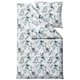 Södahl Flower Burst Baumwolle Satin Blau 135 x 200 cm + 80 x 80 cm