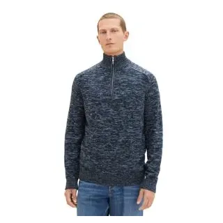 Tom Tailor Herren Stehkragen Pullover KNITTED TROYER Regular Fit Blau Multicolor Mouline 34254 S