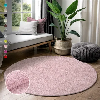 Sanat LOCA Hochflorteppich Ø 200 cm 30 mm Rosa