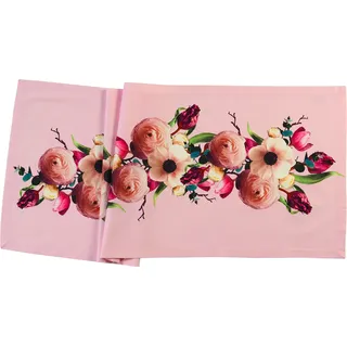Sander Tischläufer Bouquet, 50 x 140 cm, original - abgepasst, rosa, Größe:Tischläufer 50 x 140 cm