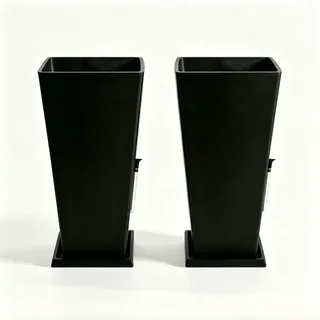 Greenship 2er Set Blumentöpfe Mit Bewässerungssystem, 60cm Hohe Quadratische Pflanzkübel Schwarz Aus Kunststoff, Für Drinnen Und Draußen, Wetterfest & Stabil