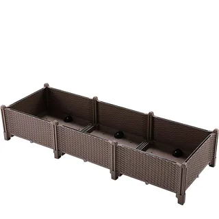 Hochbeet aus Rattan mit Selbstbewässerung und Entwässerungsloch-Design, erhöhtes Rattan-Gartenbeet, perfekt für Gärten, Terrasse, Balkon, Hof, Café, Restaurant, drinnen und draußen, 3 Größen (1 Stück)